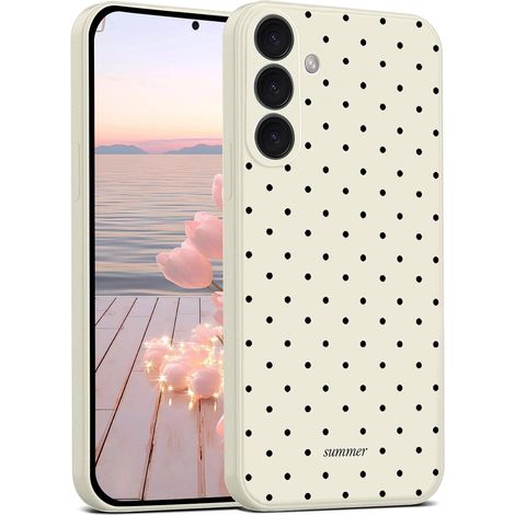 Coque pour Samsung Galaxy A35 5G, Étui Motif à Polka Dot Mignon Fashion Élégant Design, Housse Ultra Fine Silicone TPU Souple Antichoc Protection Femme Fille Case Blanc (1/5)