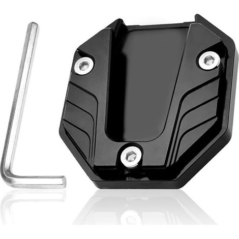 Support Universel Béquille Moto, Béquille Latérale de Moto, Plaque d'Extension de Béquille pour Moto, Prolongateur de Béquille Moto en Alliage d'Aluminium CNC,Noir (1/4)
