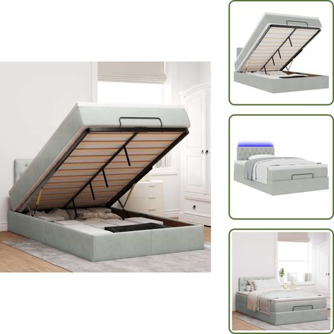 Coprimaterasso - vidaXL Struttura Letto Pouf con Materasso 120x200 cm Velluto - Luci a LED