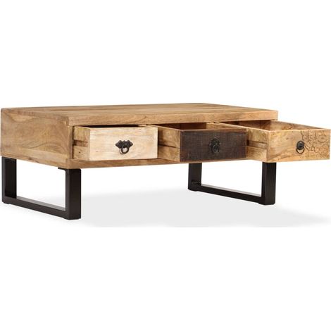Maison Exclusive - Couchtisch mit 3 Schubladen Massivholz Mango 9 (1/5)
