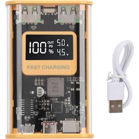 Batterie Externe Ortviai 20000mAh Charge Rapide 22,5W QC3.0 PD Écran LED Coque Transparente Câble USB Inclus Design Compact (1/5)