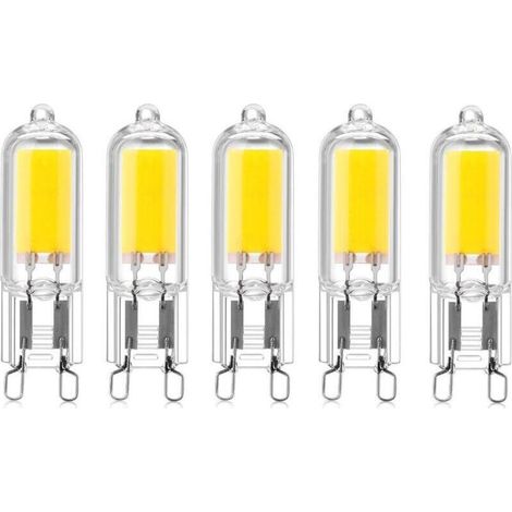 Ampoule G9 - 2 W - 220 V - 200 Lm - Blanc Chaud 3000 K - Équivalent Halogène 10 W à 20 W - Pour Lustre Applique Murale Lampe Bureau - 5 Pièces (1/4)