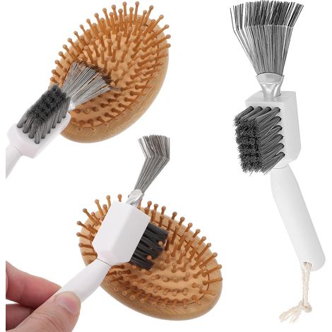 Outil de nettoyage de brosse à cheveux, nettoyeur de brosse à cheveux 2 en 1, nettoyeur de peigne en fil métallique à double action pour éliminer les poils des brosses et peignes à cheveux (1/5)