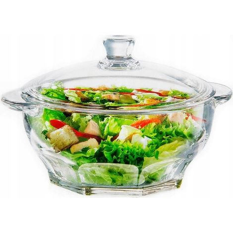 Transparente, hitzebeständige Glas-Suppenterrine mit Deckel, 2,5 l