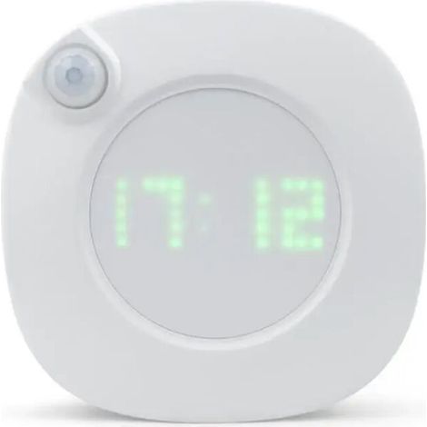 Horloge murale LED avec capteur de mouvement PIR, éclairage 360°, alimentation USB, design moderne, veilleuse pour cuisine/salle de bain, 1 pièce