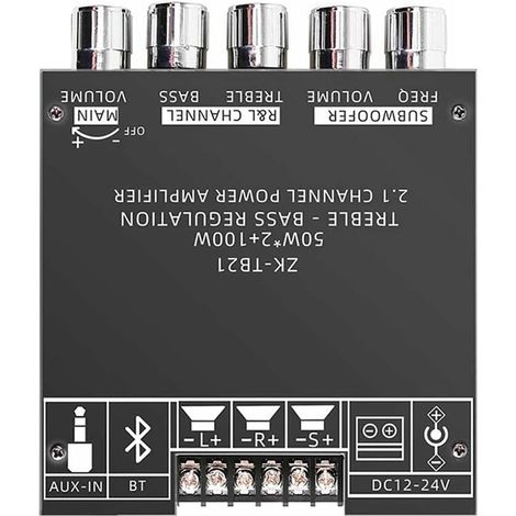 Carte D'Amplificateur De Caisson De Basses Bluetooth 5.0 De -TB21 50WX2 + 100 W Carte D'Amplificateur Audio StéRéO De 2.1 Canaux Ampli De Basse (1/5)