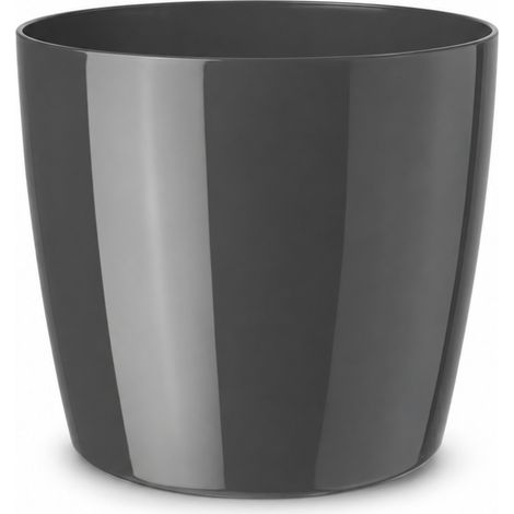 GEDA – Cache-pot rond Milano anthracite à roulettes – Plastique, Ø 25 x H 24 cm