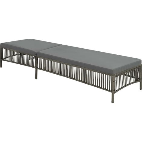 Sonnenliege mit Auflage Poly Rattan Grau (1/5)