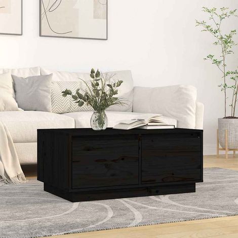 vidaXL Table basse Noir 80x50x35 cm Bois massif de pin (1/5)