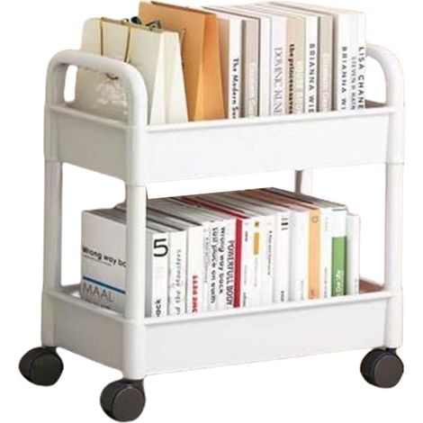 Chariot de rangement à 2 niveaux - Pour la cuisine, la salle de bain, les cosmétiques, le bureau - Blanc (1/4)