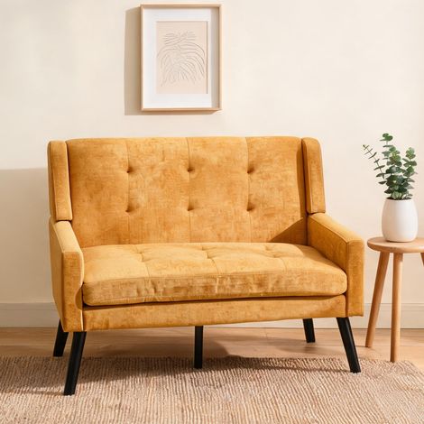 Fauteuil coloris jaune en upholstered 120 x 75 x 88 cm (1/5)