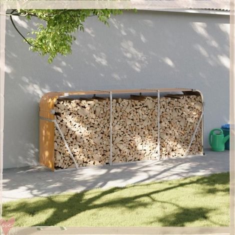 364585 Porte-bches aspect bois 234x45x100 cm acier galvanisé (1/5)