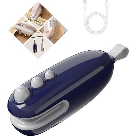 Mini scelleuse de sacs, scelleuse de sacs de chips 2 en 1 avec cutter, scelleuse de sacs rechargeable à chaud, machine de rescellage portable (1/5)