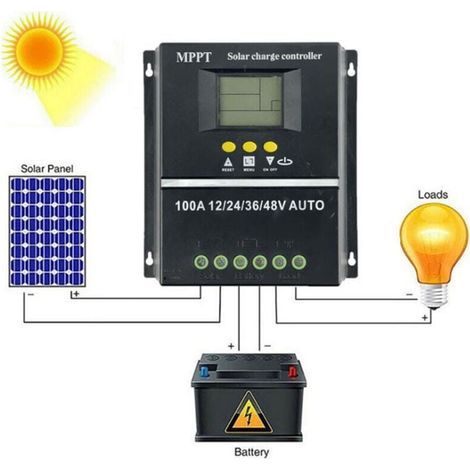 Contrôleur solaire MPPT, batterie plomb-acide lithium-ion 100 A, tension de sortie 12 V/24 V CC, 36 V CC, 48 V CC, 5 V/1,5 A CC, 2 ports USB (1/4)