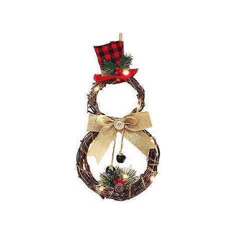 Couronne de Noël en vigne, couronne décorative avec chapeau et nœud, pour une ambiance festive garantie. (1/5)