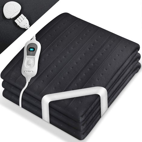 sinnlein Coperta termica antracite 150 x 80 cm - senza motivo coperta termica elettrica con spegnimento automatico coperta termica letto riscaldante XXL