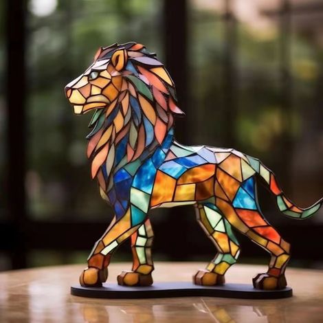 Lion - Métal Texturé - Décoration De Bureau Et Intérieur - Sculpture Artistique - 1 Pièce (1/5)