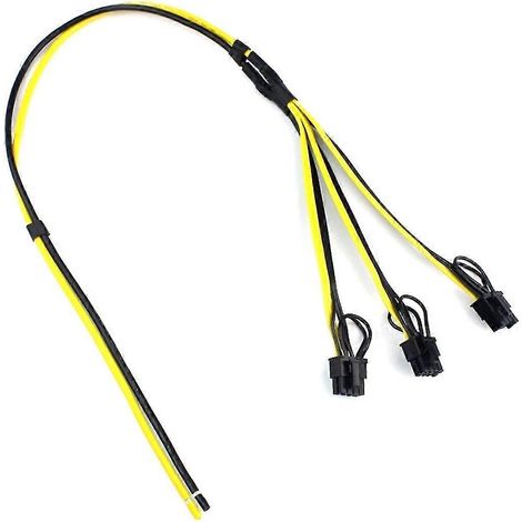 1 câble d'alimentation 6+2 broches, adaptateur 1 vers 3 (6 broches + 2 broches), câble répartiteur 12 AWG + 18 AWG pour mineur de Bitcoin (1/5)