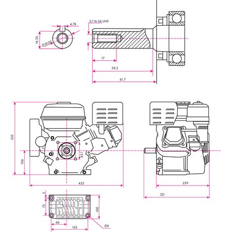 Eberth – Moteur thermique essence 6,5CV 196cc 4T arbre 19mm – Démarrage électrique E-Start – Compatible avec pompes et tracteurs