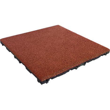 Baldosa de caucho de 45 mm - 50 x 50 cm - Roja - 2 piezas - 0,5 m² (1/2)