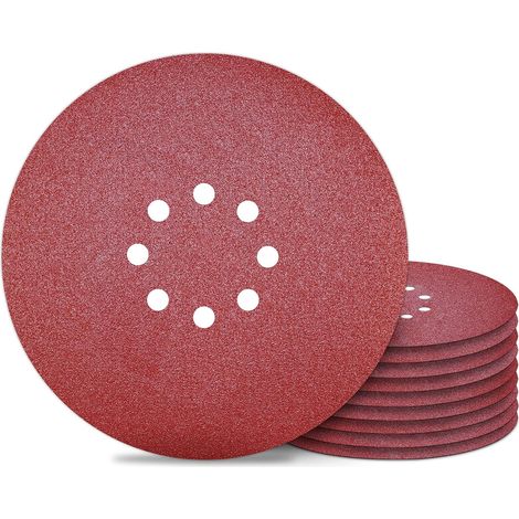 Disque de Ponçage 225 mm Papier Abrasif 8 Trous Grain 80 pour Ponceuse Murale 10PCS (1/5)