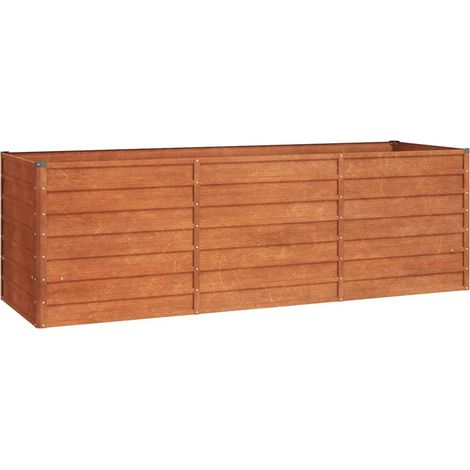 Jardinière bac lit surélevé plantes fleurs terrasse jardin de jardin rouillé 240 x 80 x 77 cm acier corten marron