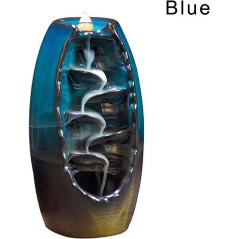 Cascade brûleur d\'encens Porte-encens en céramique Option pour cônes d\'encens mixtes - BLEU