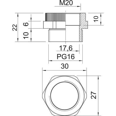 OBO Bettermann Adapter PG - M PG16-M20 lichtgrau 107 ADA 20 Stk