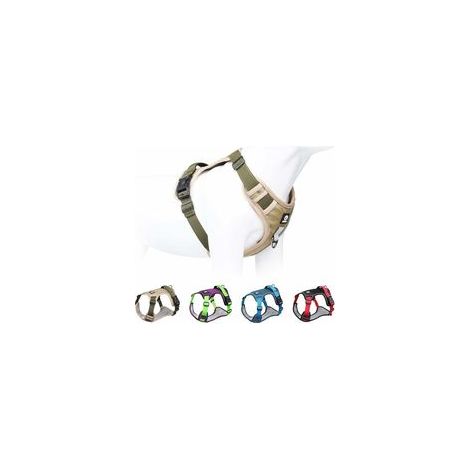 Harnais anti-traction tactique réglable réfléchissant pour chien, kaki, taille M – (1/5)