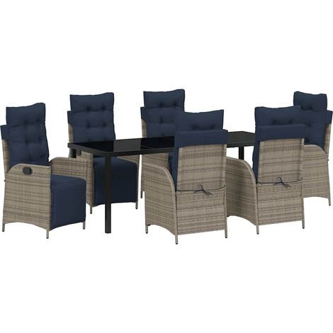 Maison Exclusive - Set da Pranzo per Giardino 7 pcs Grigio e Nero Rattan
