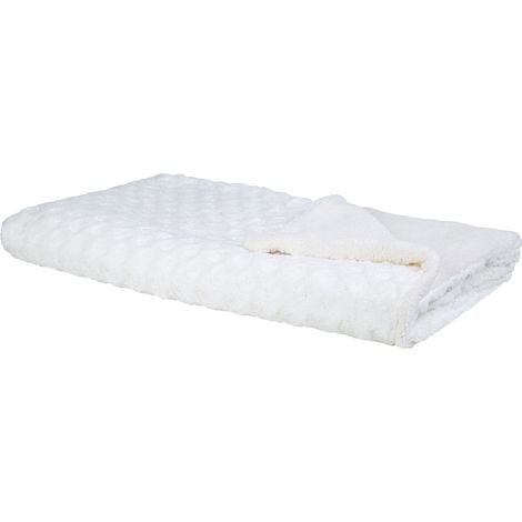 Manta de poliéster blanco crema 200 x 220 cm colcha cubrecama suave Kandilli