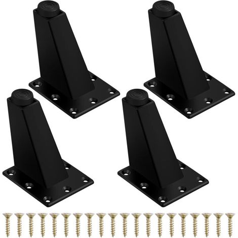 4Pcs Heavy Duty Furniture Legs Metal Table Legs Adjustable Furniture Legs Sofa Legs Slanted Table Legs with Mounting Plate and Screws for Cupboard Dresser, 75mm Matte Black