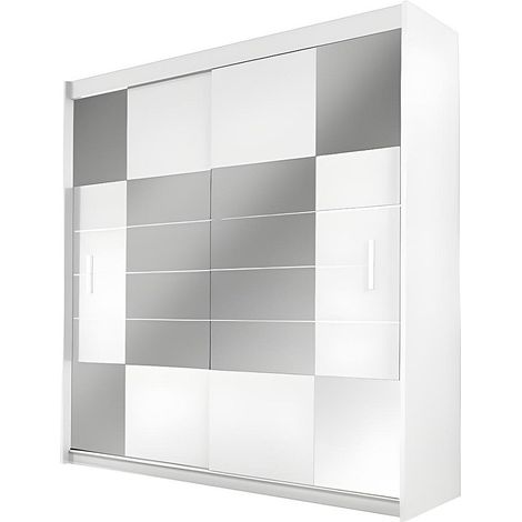 Armadio 2 ante scorrevoli con specchio L203 cm Bianco - ROVINIJA (1/4)