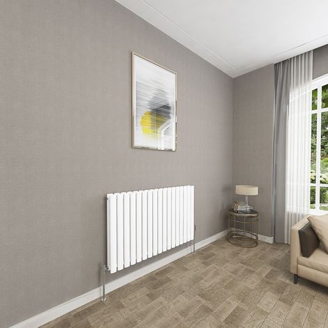 SKY Bathroom 600x1003mm White Double Oval Column Radiator Horizontal Central Heating Rad (1/5)