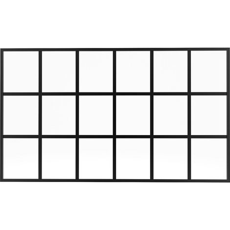Vente-Unique – Verrière en aluminium thermolaqué noir 180 x 105 cm – Verre trempé 4 mm – Soubassement pour séparation intérieure – Installation facile
