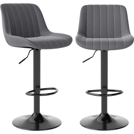 Barhocker 2er Set drehbar mit Lehne, höhenverstellbar, PU-Leder, dunkelgrau (1/5)