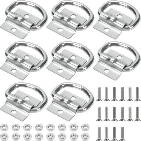 8 Pcs Anneau D'arrimage en D, Anneaux D'arrimage Remorque avec 16 Vis, Anneau Arrimage en D pour Remorque, Bateaux, Voiture Cargaison (1/5)