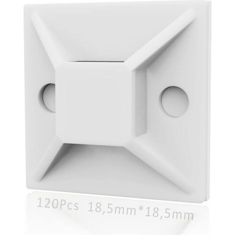 Base adhésive pour serre-câbles, 120 pièces (18,5 mm x 18,5 mm), serre-câbles auto-adhésifs, support en plastique, base po (1/4)