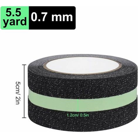 Nastro adesivo antiscivolo con pellicola luminosa che si illumina al buio, per scale e pavimenti scivolosi in interni ed esterni, 5 m x 5 cm (1 pz.) (1/4)