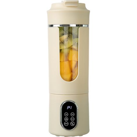 Gobelet à jus rechargeable USB-C portable — 12 lames en acier inoxydable 304, mixeur personnel 50 W pour smoothies et glace pilée, de qualité alimentaire pour les voyages et la voiture (1/4)