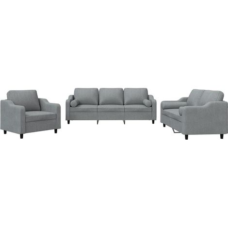 Maison Exclusive - Set Divani 3 pz con Cuscini Grigio Chiaro in Tessuto