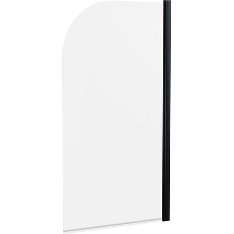 Black 6mm Toughened Safety Glass Straight Reversible Bath Screen - Frameless Shower Screen for Modern Bathrooms by Balterley