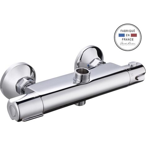 Edouard Rousseau – Mitigeur thermostatique douche chrome – Cartouche thermostatique – Débit 15 l/min – Compatible chauffe-eau électrique – Fabrication France (1/2)