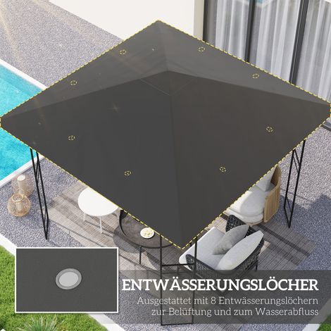 Toit de remplacement pour tonnelle 3x3 m imperméable, voile de pavillon UPF30+, housse en tissu Oxford 370 g/m², grise (1/5)