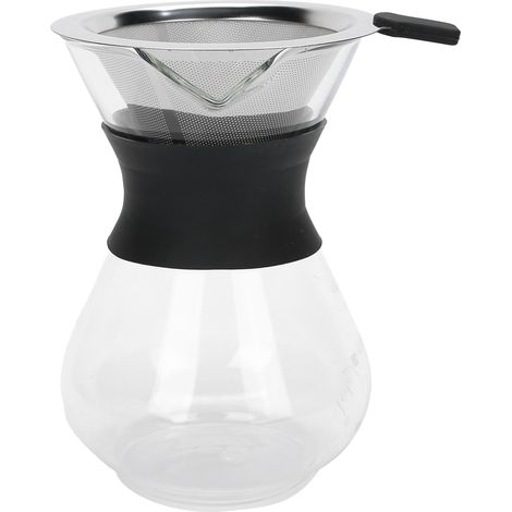 Cafetière à Drip en Verre Réutilisable avec Filtre Acier Inoxydable, 400ml (1/5)