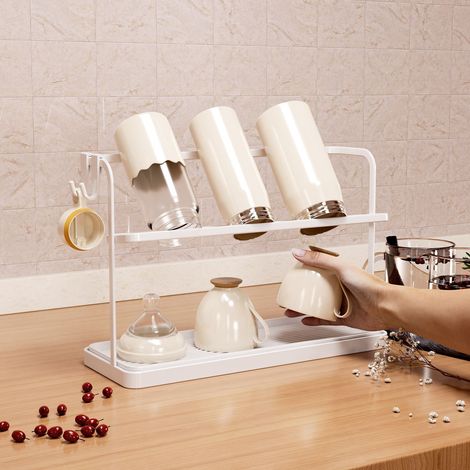 Porte - gobelet d'eau Home Desktop double couche porte - gobelet tasse à thé tasse à eau rangement support support de support d'asphalte inversé service à thé