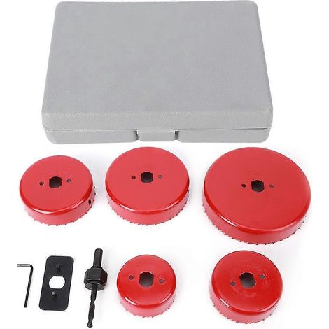 9-teiliges Lochsägen-Set, Bohrer, Schreinerwerkzeug, Holzbearbeitungszubehör, Rot, 50 Stahl, gebogen