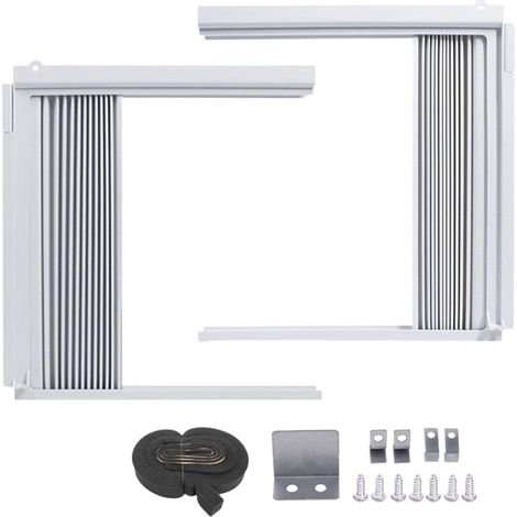 Window Unit Side Panels - ABS Frame PVC Louver - Insulation Windproof Seal Kit for AC Window Units - Adjustable Winter Summer Use - 1 Pair (1/4)