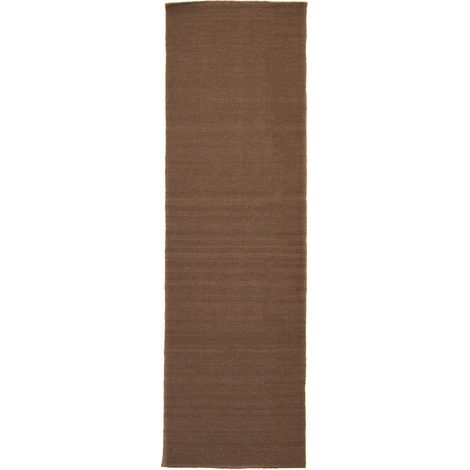 Kilim moderne Tapis Fabricio - Tapis en laine - 300x80cm, Rectangular - 100% Laine vierge - Tissé main - Marron (1/3)
