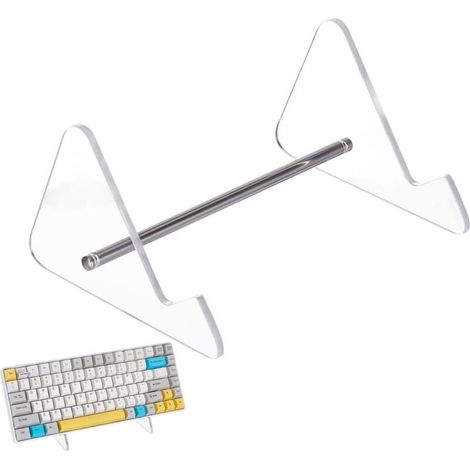 Présentoir de Clavier Support de Clavier Acrylique à 1 Niveau Support Acrylique Transparent Support de Stockage de Clavier Amovible avec Accessoires en Fer de Ton Platine (1/5)